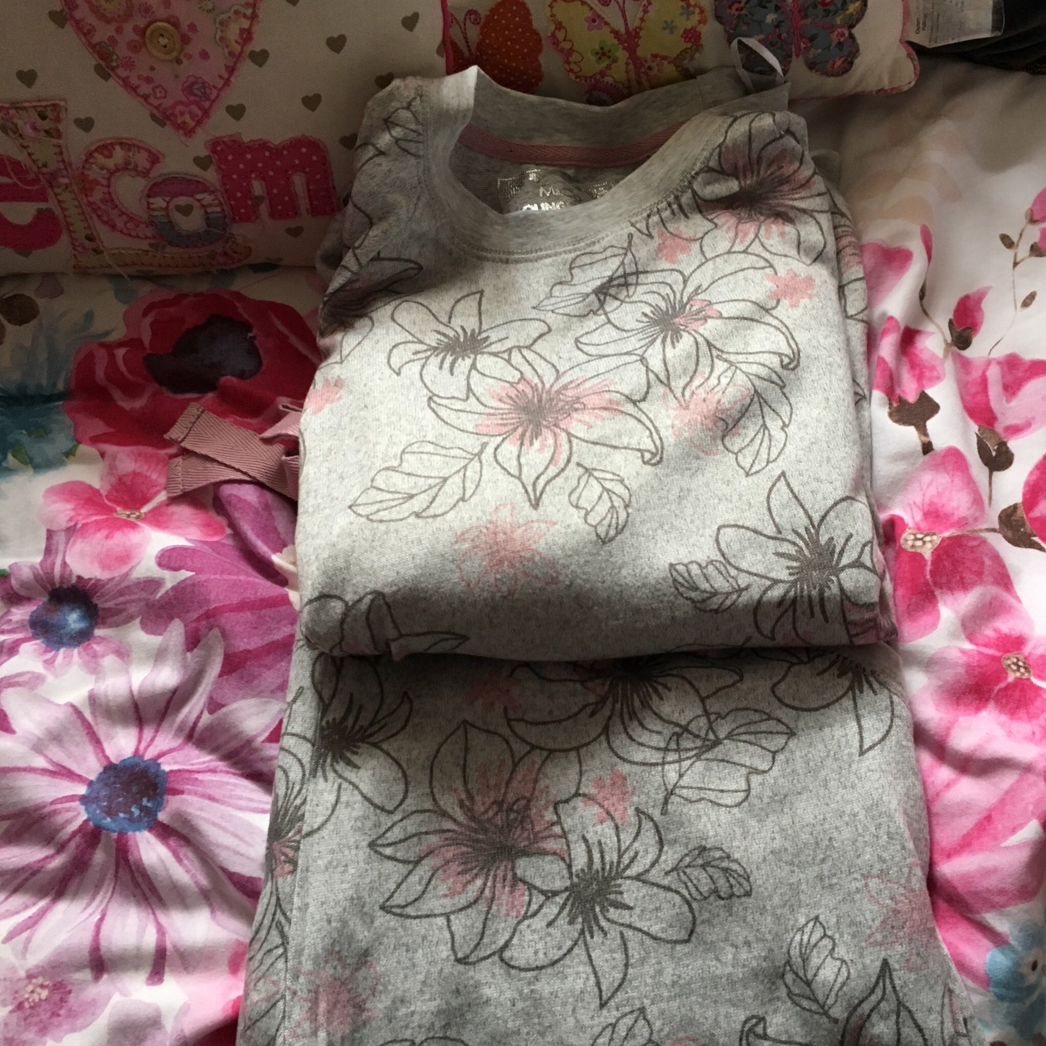 grey and pink floral loungewear from M & Co