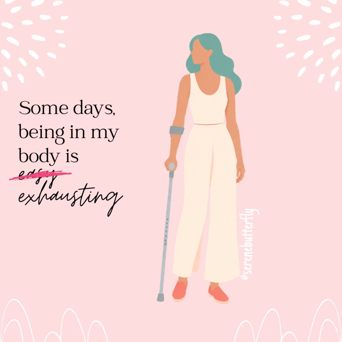 Some days, being in my body is exhausting. 💗

Lately, my health and disability have been particular difficult to navigate. The pain has increased, my legs have been trembling more than usual, and they’ve been giving way more frequently, leading to more falls. It’s exhausting trying to manage symptoms that feel relentless, especially when the things that are usual difficult become even harder. 

Living with a chronic illness and disability means that so much can change from one day to the next. Sometimes, it’s not just the physical pain or the limitations themselves, but the mental and emotional exhaustion of constantly having to adapt, reassess and find ways to get through the day. It can be frustrating when your body feels unpredictable, and overwhelming when you’re already using so much energy just to manage the basics. 

I think there’s a particular kind of exhaustion that comes with living in a body that doesn’t always allow you to do the things you want or need to do. 

I’m sharing this as a reminder that not every difficult day deserves a positive spin, a lesson learned or a silver lining. Sometime, things are just hard. Sometimes, getting through the day takes everything you have, and that deserves to be acknowledged, too. 

#ChronicIllness #DynamicDisability #Disability #ChronicPain #ChronicLife